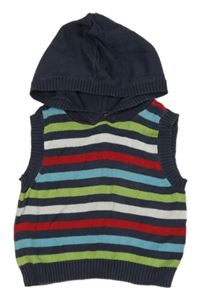 Tmavomodro-barevná pruhovaná svetrová vesta s kapucí Cherokee