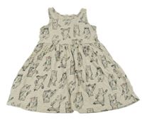 Béžové melírované bavlněné šaty s medvědy H&M