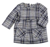 Tmavomodro-růžovo-medové kostkované šaty Primark