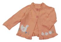 Meruňkový propínací svetr s husami Mothercare