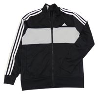 Černo-světlešedá sportovní propínací mikina s logem Adidas