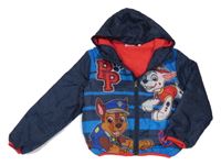 Tmavomodro-modrá šusťáková lehce zateplená bunda s Paw Patrol a kapucí Nickelodeon