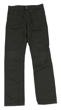 Antracitové plátěné slim fit kalhoty H&M