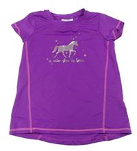 Fialové sportovní tričko s koněm Topolino