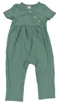 Zelený žebrovaný lehký kalhotový overal 