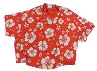 Červené květované crop tričko zn. Zara