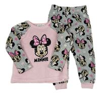 Šedo-růžové chlupaté pyžamo s Minnie Primark