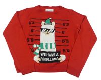 Červený lehký svetr s lamou H&M