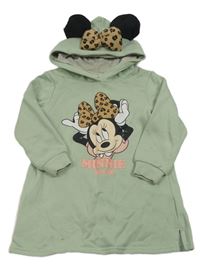 Světlezelené teplákové šaty s Minnie a kapucí H&M