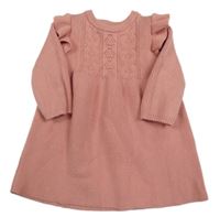 Starorůžové pletené šaty s volánkem F&F