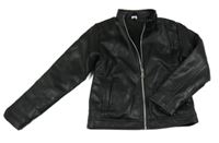 Černá zateplená koženková bunda 