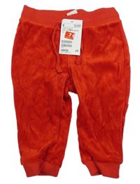 Nové - červené sametové tepláky H&M