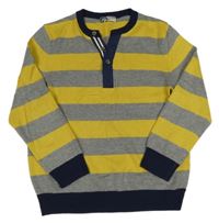 Šedo-žlutý pruhovaný svetr Alive