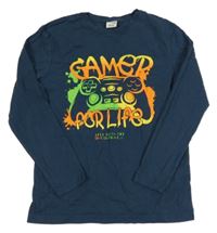 Petrolejové triko s potiskem Chapter young