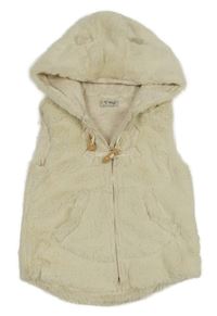 Smetanová kožešinová podšitá vesta s kapucí Next