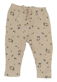 Pudrové žebrované květované tepláky Zara