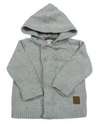 Šedý propínací svetr s kapucí obaibi