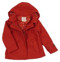 Červený melírovaný vlněný podšitý kabát s kapucí Tu