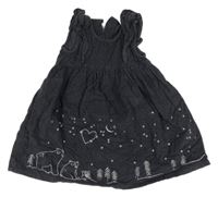 Tmavošedé manšestrové šaty s výšivkami George