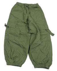 Zelené plátěné podšité cuff cargo kalhoty Next