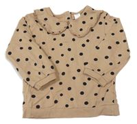 Béžovo-černá puntíkatá mikina s límečkem H&M