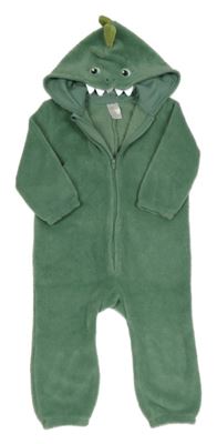 Zelená chlupatá kombinéza s ostny a kapucí - DINO H&M