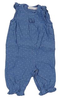 Modrý puntíkatý kalhotový overal riflového vzhledu s mašlí H&M