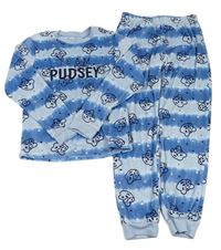 Modro-světlemodré pruhované plyšové pyžamo s Pudseym George