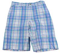 Barevné kostkované plátěné chino kraťasy 