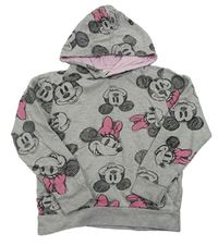 Šedá mikina s Minnie a Mickeym a kapucí Disney