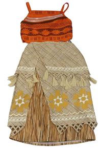 Kostým - 2set - Oranžový crop top + béžová vzorovaná sukně - Moana zn. Disney