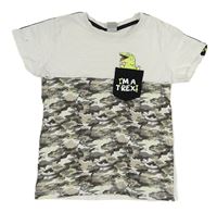 Bílo-khaki tričko s army prvkem a diny Kiki&Koko