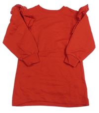 Červená šatová mikina s volánkem s madeirou H&M
