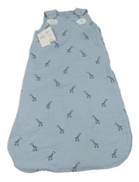 Nové - Modrý zateplený mušelínový spací pytel se žirafkami George