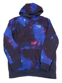 Černo-tmavomodrá galaxy mikina s kapucí F&F