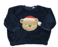 Tmavomodrá chlupatá mikina s medvědem zn. Next