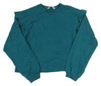 Zelená crop mikina s volánky H&M