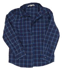 Tmavomodro-šedo-červená kostkovaná košile H&M