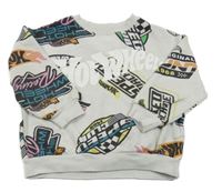 Světlešedá mikina s nápisy a auty - Hot Wheels Zara