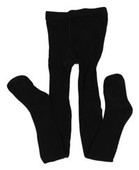 Černé žebrované punčocháče H&M