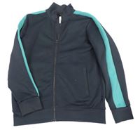 Tmavošedo-tyrkysová propínací mikina Tom Tailor