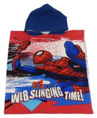 Modro-bílo-červené osuškové pončo se Spidermanem a kapucí Marvel
