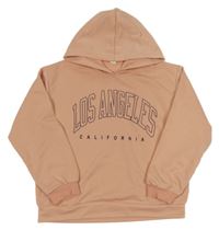 Růžová mikina s nápisem a kapucí Shein