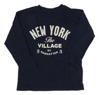 Tmavomodré triko s nápisem H&M