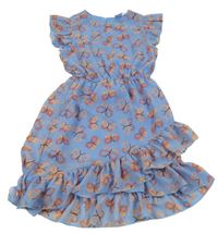 Modré šifonové šaty s motýlky Kiki&Koko