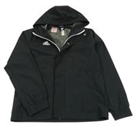 Černá šusťáková jarní bunda s logem a kapucí Adidas