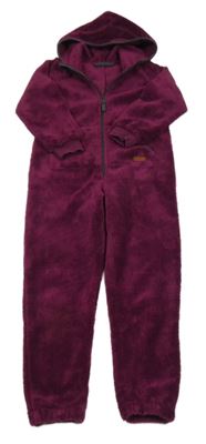 Tmavofialová plyšová kombinéza s kapucí Jako-o