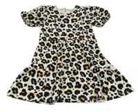 Bílo-černo-oranžové šaty s leopardím vzorem Matalan