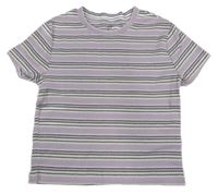 Lila-bílo-černé pruhované žebrované crop tričko H&M