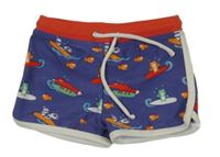 Tmavomodro-červené nohavičkové plavky se zvířátky HEMA 